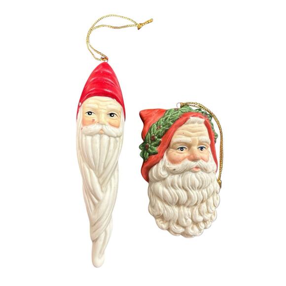 Vintage Santa Christmas Ornaments Random Lot of 10 • Ceramic, Wood, Resin - Picture 2 of 8